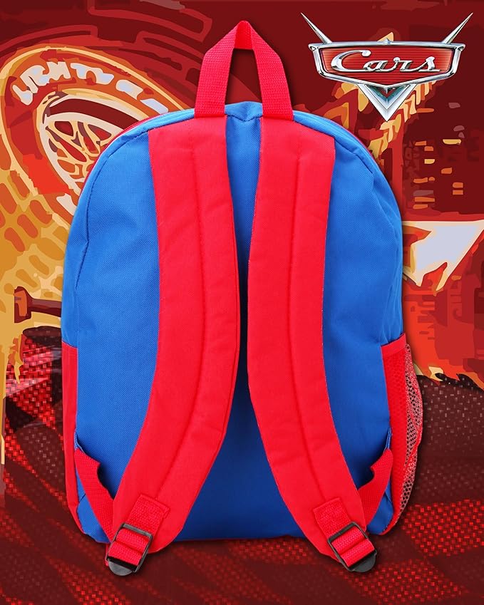 Fast Forward Lightning McQueen Boys Backpack and Lunch Box Set - 2 Piece 15 Inch School Backpack With Detachable Lunch Bag, Lightning McQueen Blue/Red