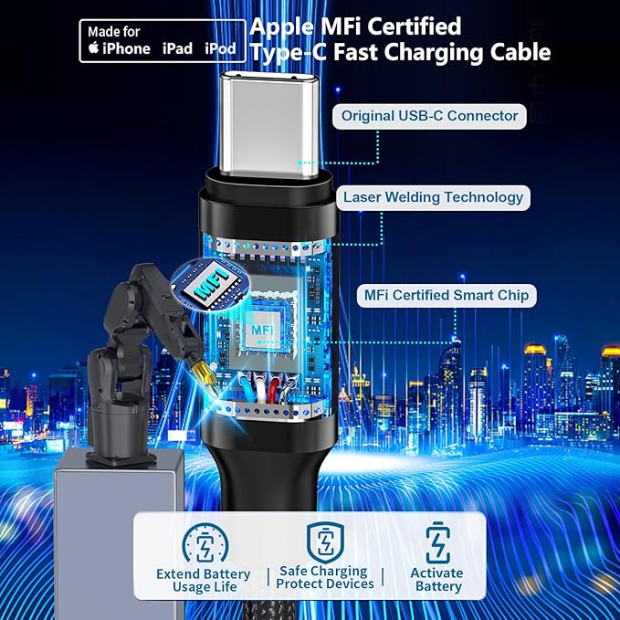 [Apple MFi Certified] iPhone 17 Car Charger Fast Charging, Braveridge 2Pack 4.8A USB Power Cigarette Lighter USB-C Car Charger + Type-C Braided Cord for iPhone 17/17 Pro Max/16/15/Galaxy/S26/S25/Pixel