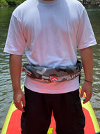 Automatic Inflatable Belt Pack Water Sports Jacket Waist Belt PFD for SUP Paddleboarding Fishing Boating Kayaking（fit 80-330 lbs） (Gray camouflage)