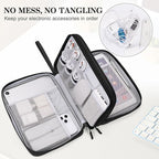 FYY Electronic Organizer, Extra Large Travel Cable Organizer Bag Pouch Portable Waterproof Double Layers All-in-One Storage Bag for iPad, Cable, Power Bank, Laptop Charger for Office/Home, Black