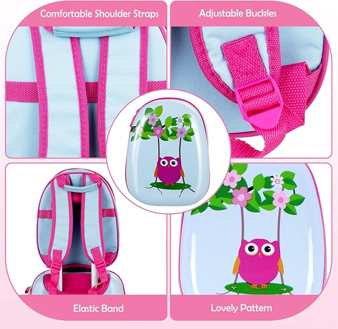 BABY JOY 2 PC Kids Luggage, 16" Toddlers Carry-on Suitcase & 12” Backpack Set, Children Travelling Case w/ 4 Casters & Retractable Handle, Lightweight Trolley Case for Boys & Girls (Deer)