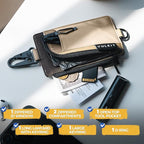 VULKIT Water-Resistant Keychain Wallet with Lanyard for Men and Women, Outdoor Zipper Pouch Wallet with Clear ID Window, for Hiking, Fishing, Skateboard and any Outdoor Activities, Sierra Sand
