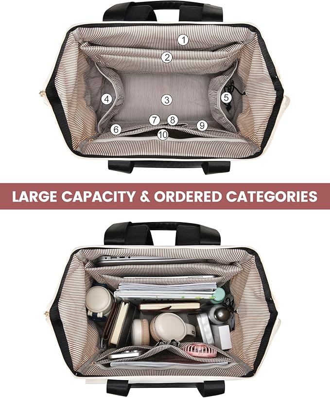 LOVEVOOK 18 Inch Laptop Backpack for Women, Large Capacity Travel Backpack with Organizer Bag, Waterproof Carry on Backpack Purse Work Bag with USB Port for College Teacher Nurse, 2PCS