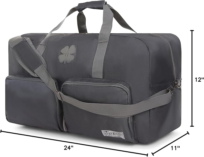 Lucky Travel Duffel Bags 65L, Gym Bag, Travel Bag & Large Duffle Bag for Men, Foldable Overnight Weekender Bags for Women & Men with Adjustable Shoulder Strap, Charcoal