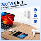 Voltage Converter US to Europe, 220V to 110V Step Down Converter for Travel, 2500W Power Converter Adapter Combo with USB-A USB-C and UK/AU/US/IT/EU Travel Plug Adapters, Hair Dryer Compatible
