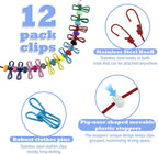 Portable Travel Clothesline,Adjustable Elastic Stretch Line with 12pcs Clothes Clips,for RV Outdoor and Indoor Camping Accessories (Red)
