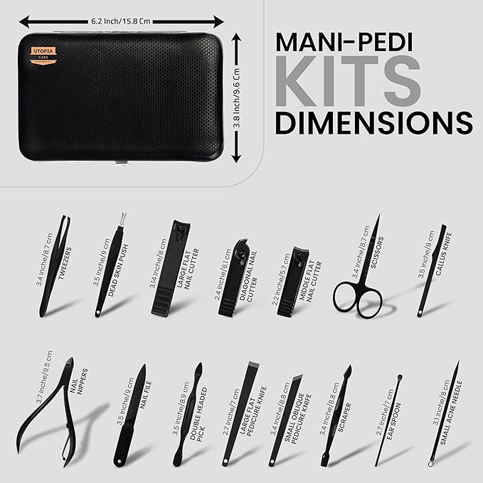 Utopia Care Nail Clippers Professional Nail Kit or Manicure Kit for Women and Men, Stocking Stuffers or Groomsmen Gifts Pedicure Set for Fingernail, Toenail Clippers with Travel Case