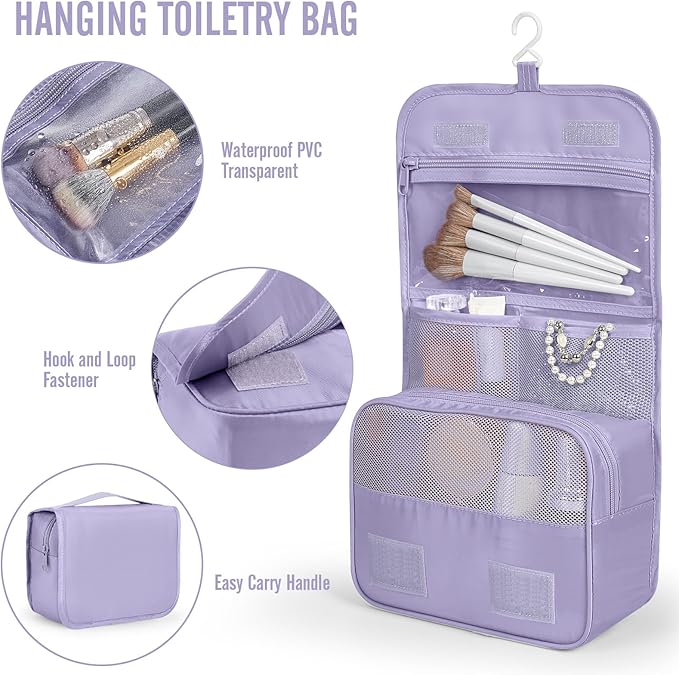 Veken 8 Set Packing Cubes for Travel Essentials, Suitcase Organizer Bags in 4 Sizes, Carry-On Luggage Accessories with Large Laundry & Hanging Toiletry Bag, Must-Have for Airplane, Road Trip & Camping