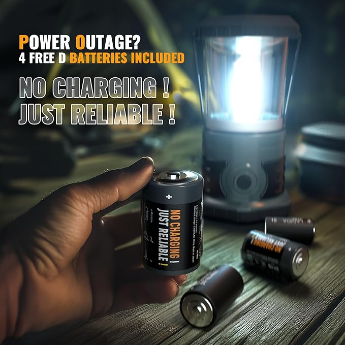 innofox LED Camping Lantern, 1500 LM Lanterns for Power Outages with 4 D Batteries Included, Battery Powered Lantern Flashlight with 4 Light Modes, Weatherproof Tent Light for Storms and Hurricanes