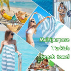 Set of 6 Turkish Beach Towel, Cotton Beach Towels, 36 x 71 Inches Turkish Towel, Sand Free, Quick Dry, Lightweight Beach Towels for Adult Blue