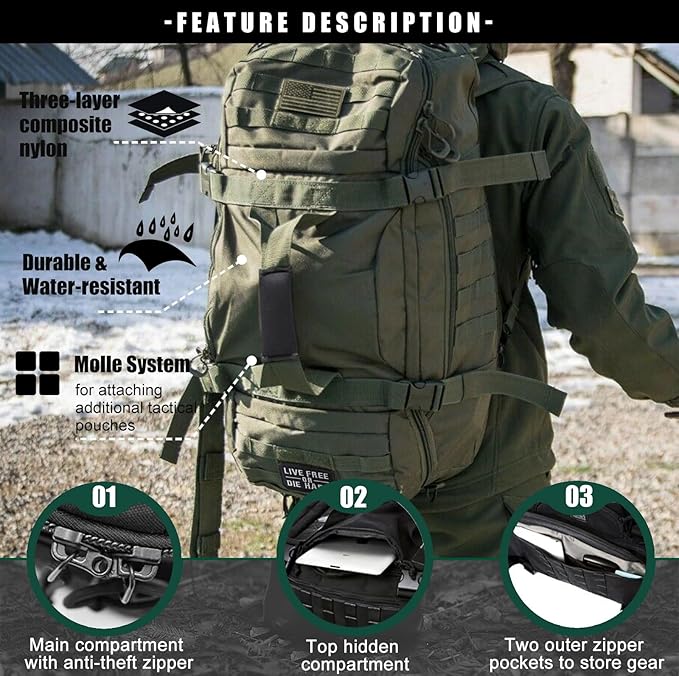 Miramrax Travel Duffle Bag Backpack for Men - Large Tactical Bags Weekender Gym Bag for Overnight Traveling Military Workout Deployment Sports (Green, 80L)