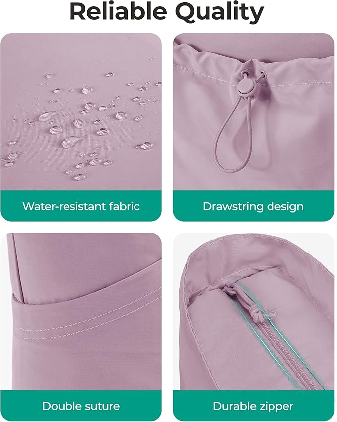 BAGSMART Foldable Tote Bag with Drawstring Bag, Tote Bag Shoulder Bag Top Handle Handbag for Travel, Work, Beach, Gym