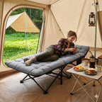 ABORON Camping Cot for Adult 28" Extra Wide, Heavy-Duty 1200D Oxford Cot for Sleeping, Portable Folding Camp Bed with Mat & Carry Bag