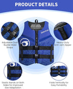 Owntop Swim Vest Adult Water Sport Vest Neoprene Floaties for Swimming, Boating, Kayaking, Fishing | Adjustable Zipper Dual Buckle Foldable Buoyancy Jacket