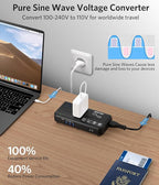[Pure Sine Wave] BESTEK 600W Voltage Converter 220v to 110v, with PD35W Port Power Converter Adapter Combo for International Travel Overseas in European/UK/Ireland/Australia and More