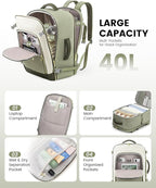 LOVEVOOK Large Travel Backpack for Women, TSA Carry on Backpack for Airplanes, 40L Personal Item Travel Bag for Women fits 17" Laptop,Waterproof Carry on Bag Airplane Approved with 3 Packing Cubes