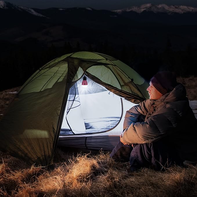 EverBrite Rechargeable Camping Light, Portable Tent Lantern,3 Lighting Modes, Hanging Tent Light Bulbs with Clip Hook for Hiking, Fishing, Backpacking, Emergency and More-Pink