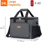 Lifewit Large Lunch Bag, Insulated Lunch Box, Soft Cooler Cooling Tote for Adult Men Women, Dark Gray 40-Can (24L)