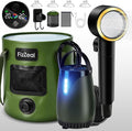 FizZeal Portable Shower for Camping, 8000mAh Rechargeable Portable Camping Shower Pump with 6.6 Gallons Foldable Bucket, 5 Speed & LED Display,Rinse Kit Portable Outdoor Camping Travel Shower Head