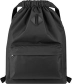 Vorspack Drawstring Backpack Water Resistant String Bag Sports Gym Sack with Side Pocket for Men Women
