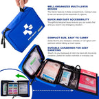 300 Piece First Aid Kit, Compact Waterproof First Aid Bag with 9 Organized Compartments, Portable Emergency Supplies Kit for Outdoor, Camping, Hiking, Car, Home, Travel, Office