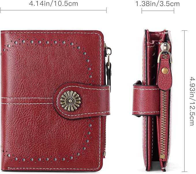 Small Wallet for Women Bifold Credit Card Holder RFID Blocking with Zipper Pocket