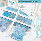 SLEEPING LAMB 6 Packs Clear Garment Bags for Dancers With 4 Pockets, 40" Kids Costume Bag for Travel and Dance Competition, Hanging Clothes Storage for Dress, Uniform, White