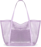 KALIDI Upgrade Version Beach Mesh Tote Bag MAX 27L Large capacity,Shoulder Bag Nylon Hobo Women Casual Foldable Beach Picnic