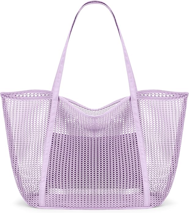 KALIDI Upgrade Version Beach Mesh Tote Bag MAX 27L Large capacity,Shoulder Bag Nylon Hobo Women Casual Foldable Beach Picnic
