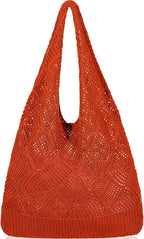 WantGor Crochet Bags, Beach Mesh Tote Bag Womens Shoulder Shopping Handbag Casual Travel Totes Bag Foldable Hobo Bags