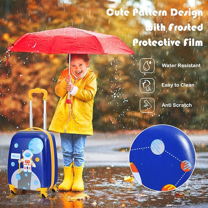 Goplus 2PC Kids Luggage, 12" & 16" Kids Carry On Luggage Set with 4 Spinner Wheels, Lightweight Rolling Spinner Suitcase for Children Toddlers Boys and Girls Travel