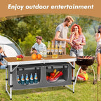 Camp Field Camping Folding Aluminum Table with Adjustable Legs for Outdoor Travel Beach, Backyards, BBQ, Party and Picnic Foldable Table