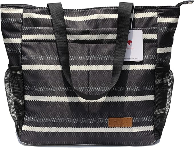 ESVAN Original Floral Tote Bag Large Shoulder Bag with Multi Pockets for Gym Travel Beach Daily Bags