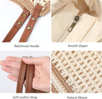 Pleneal Crochet Beach Bag, Summer Woven Tote Bag with Lining, Soft Purse Shoulder Bags for Vacation