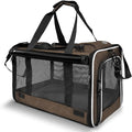 GAPZER Pet Carrier for Large Cat Soft-Sided Animal Traveling Bag for Medium Cat up to 20lbs / Washable Small Dog Puppy 10 lbs Crate Case with Privacy Curtains for Home Outdoor Travel Mocha Brown