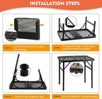 GREGIN Camping Table with Mesh Desktop, Lightweight & Portable Small Folding Grill Table, Height Adjustable Metal Outdoor Table for Camp, Cooking, BBQ, RV, Picnic-2 FT Black