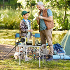 Titanker Folding Camping Table Small 2ft, Small Camp Table Portable with 50% Extra Space, Folding Picnic Beach Table Portable, Car Camping Essentials, Aluminum Light Solid, Silver