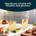 Libbey Swerve Drinking Glasses Set of 16, Chip-Resistant Tumbler and Rocks Glass Cups Set, Fun, Edgy Everyday Drinking Glasses for Special Events