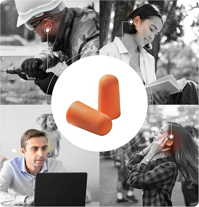 ATERET Earplugs 300 Pairs I 32db Noise Cancelling Soft Disposable Corded Ear Plugs I Safety Hearing Protection for Travel Concert Hunting Shooting Range Work Construction