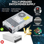 VAYALT 24V 25A 600W DC Switching Power Supply, Universal Regulated Switching AC 110V/220V to DC 24V Transformer, 24V Power Supply for Industrial, CCTV,Computer Project, LED Strip Light (No power Cord)