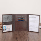 Polare Napa Leather Pilot Wallet Passport Holder RFID Blocking Tri-fold Travel Cover Document Organizer for Aviation Professionals (Coffee)