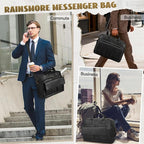 RAINSMORE Mens Laptop Bag PU Leather Messenger Bag 15.6 Inch Briefcase Vintage Computer Satchel Bag for Work Business