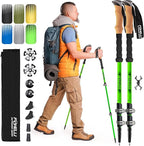 Foxelli Trekking Poles – Lightweight Collapsible Aircraft Grade Aluminum Hiking Poles with Cork Grips Quick Locks & All-Terrain Accessories – Pair of 2