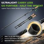 Trekology 3K Carbon Fiber Trekking Poles (210g) - Pair of Ultralight Hiking Poles with Cork Grips, Collapsible Telescopic Walking Sticks, Metal Flip-Locks & 10pc All-Terrain Accessory Kit