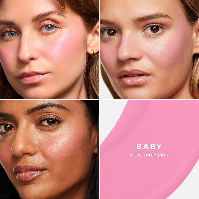 Saie Mini Dew Liquid Blush for Cheeks - Hydrating Cream Blush Stick with a Blendable + Buildable Formula - Skincare Infused Dewy Cheek Tint for a Natural Flush - Clean, Vegan Makeup - Baby (.24 oz)