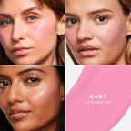 Saie Mini Dew Liquid Blush for Cheeks - Hydrating Cream Blush Stick with a Blendable + Buildable Formula - Skincare Infused Dewy Cheek Tint for a Natural Flush - Clean, Vegan Makeup - Baby (.24 oz)