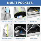 JELUTAR Drawstring Backpack Gym Bag with Shoes Compartment for Soccer, Basketball, Swim, Water-Resistant String Backpack Beach Cinch for Women Men, Grey
