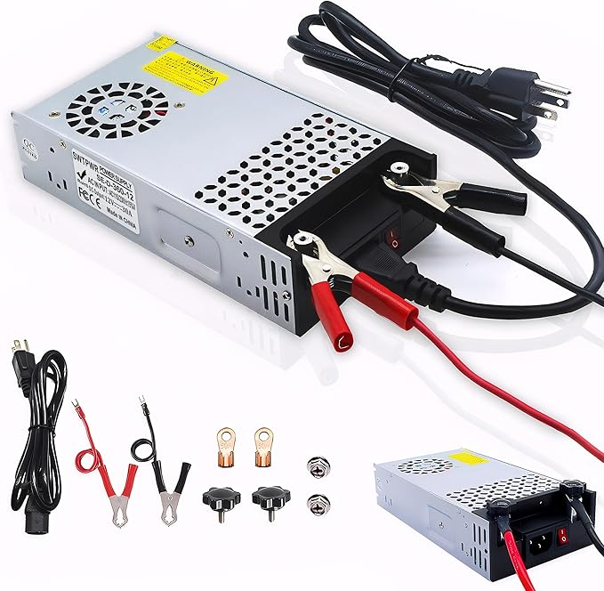 110V 120V to 12V Converter 30A 360W, AC to DC 12V Power Supply, 110V AC to 12V DC SMPS Voltage Transformer for LED Strip Light, 3D Printer, CCTV, Motor, Pump, Air Compressor (12V-30Amp-360W, 12V)