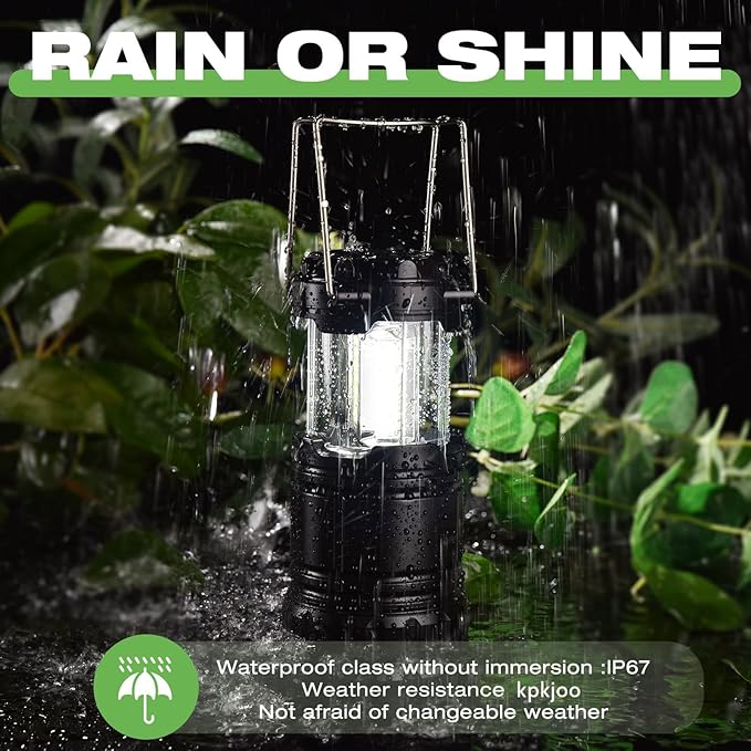 KPKJOO Lantern Collapsible Camping Light, Battery Operated Lanterns LED Super Bright for Power Outages Indoor Emergency Outdoor Camping Hiking Kit (4, LED)