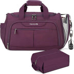 Hanke Large Capacity Travel Duffel Bag, Carry On Luggage with 12 Pockets, 17 Inch Laptop Compartment, Wet Dry Separation & Independent Shoe Bag, Lightweight Foldable Duffel Bag for Women Men（Purple）